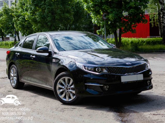 Новая Kia Optima черного цвета на свадьбу